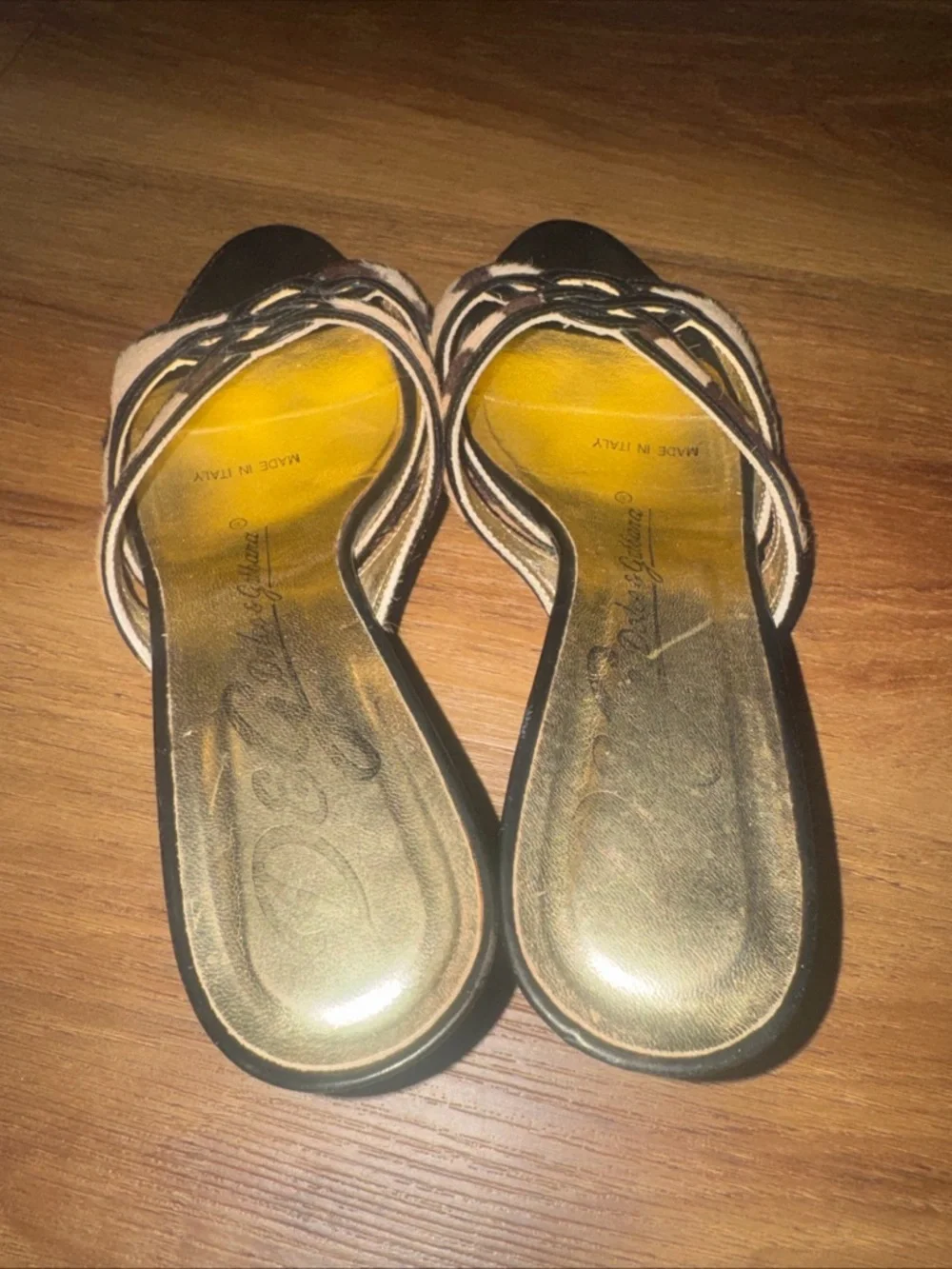 Dolce & Gabbana Vero Cuoio Leopard Print Open Toed Sandal Heels wns Size 8